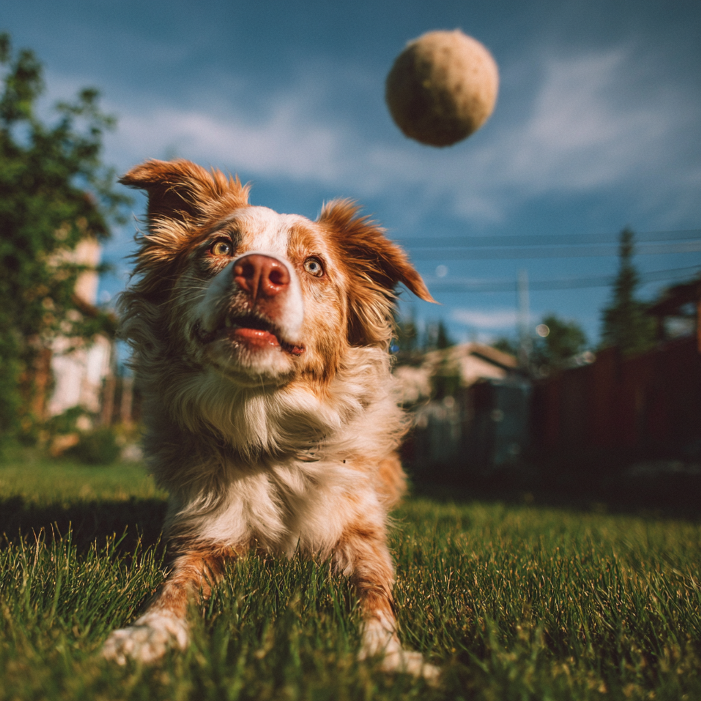 Happy dog playing